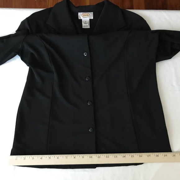 TALBOTS Black Blouse Button Down Collar Long Sleeve Women’s Size Medium - Picture 15 of 16